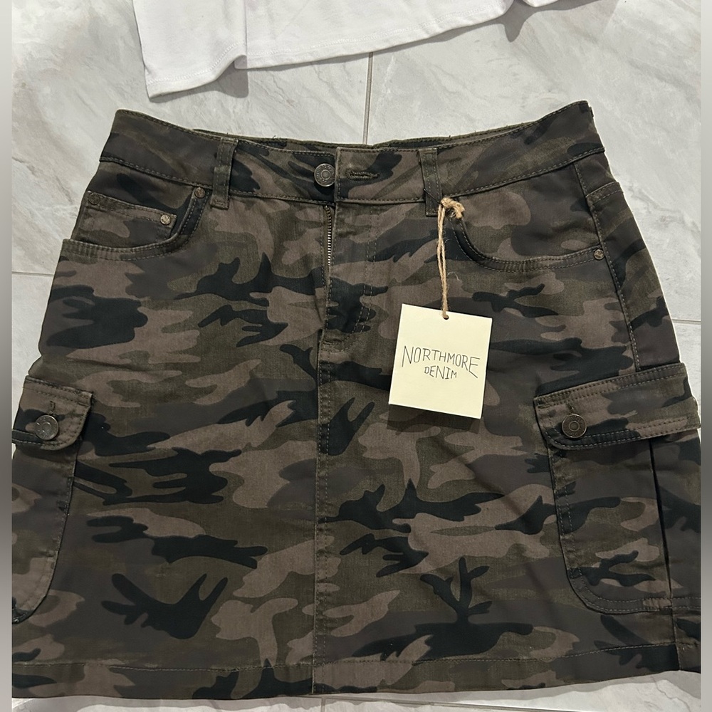 Northmore denim camo cargo mini shirt